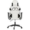 vidaXL Cadeira gaming massagens couro artificial branco e preto