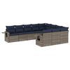 vidaXL Conjunto de sof&aacute; de jardim com 10 pe&ccedil;as e almofadas em rattan sint&eacute;tico cinza