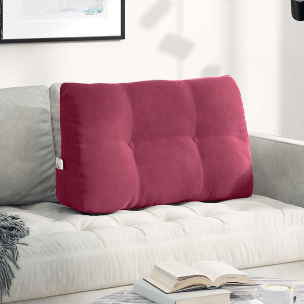 vidaXL Travesseiro para Costas Vinho Vermelho 80 x 24 x 50 cm Veludo