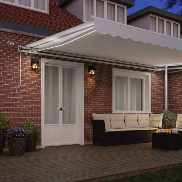 vidaXL Toldo Retr&aacute;til Branco 500 &times; 350 cm Poli&eacute;ster e Metal