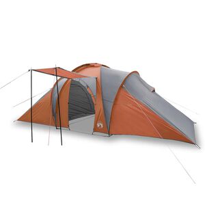 vidaXL Tenda familiar c&uacute;pula para 6 pessoas imperme&aacute;vel cinza/laranja