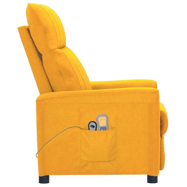 vidaXL Poltrona elétrica de massagens tecido amarelo