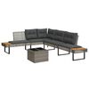 vidaXL 2 pcs conj. sof&aacute;s p/ jardim c/ almofad&otilde;es vime PE e vidro cinza