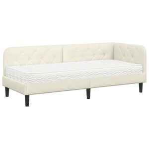 vidaXL Estrutura de Cama de Canto com colchão Creme 80 x 200 cm Veludo