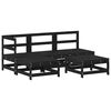 vidaXL 5pcs conjunto lounge jardim com almofad&otilde;es madeira maci&ccedil;a preto