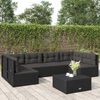 vidaXL 6 pcs conjunto lounge de jardim c/ almofad&otilde;es vime PE preto