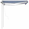 vidaXL Toldo autom&aacute;tico LED e sensor de vento 3,5x2,5 m azul e branco