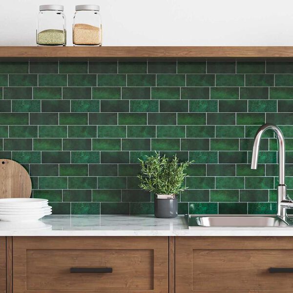 vidaXL Azulejo Subterr&acirc;neo 50 pcs Verde Escuro 29 x 21 cm