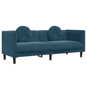 vidaXL Sof&aacute; com almofad&otilde;es 3 lugares veludo azul