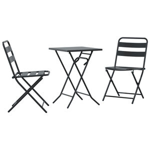 vidaXL Conjunto Bistro de Jardim 3 pcs Antracite A&ccedil;o