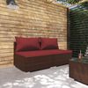 vidaXL 2 pcs conjunto lounge de jardim c/ almofadões vime PE castanho