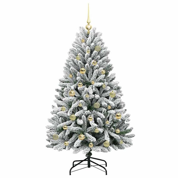 vidaXL Árvore de Natal Artificial Verde e Branco 150 cm PVC e Metal
