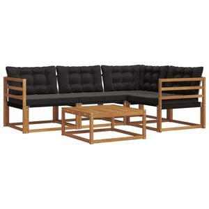 vidaXL Conjunto de Sof&aacute;s para Exterior 5 pcs Natural e Preto