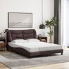 vidaXL Cama com colch&atilde;o Hvar 140x200 cm tecido castanho-escuro