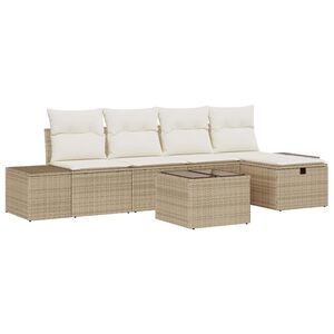 vidaXL Conjunto de Sof&aacute; de Jardim 6 unid. Bege vime PE