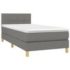 vidaXL Cama box spring c/ colch&atilde;o e LED 90x190 cm tecido cinza-escuro