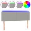 vidaXL Cabeceira de cama c/ luzes LED tecido 144x5x78/88cm cinza-claro