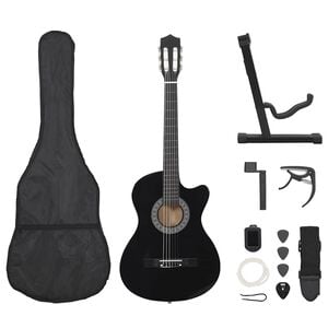 vidaXL 12 pcs conjunto de guitarra cl&aacute;ssica com 6 cordas 38" preto