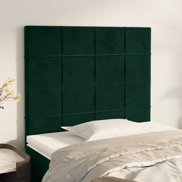 vidaXL Cabeceira Verde Escuro 80x5x118/128 cm Veludo