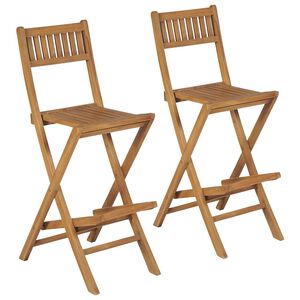 vidaXL Bancos de bar exterior dobr&aacute;veis 2 pcs madeira teca maci&ccedil;a