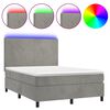 vidaXL Cama box spring c/ colch&atilde;o/LED 140x200 cm veludo cinzento-claro