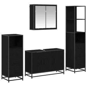 vidaXL Conjunto de M&oacute;veis para Banheiro com porta 4 pcs Carvalho Preto