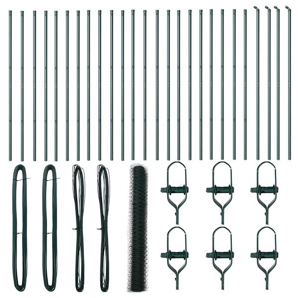 vidaXL Poste de Cerca Verde 50 x 1,2 m (malha de 50 mm) A&ccedil;o e PVC