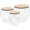vidaXL Conjunto de mesas de centro 3 pcs contraplacado de &aacute;lamo/ferro