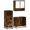 vidaXL 3 pcs conjunto de m&oacute;veis WC madeira processada carvalho fumado