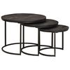 vidaXL Mesas de Caf&eacute; Empilh&aacute;veis 3 pcs Preto