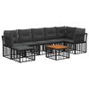 vidaXL Conjunto de Sof&aacute;s para Exterior 8 pcs Preto e Cinza Escuro