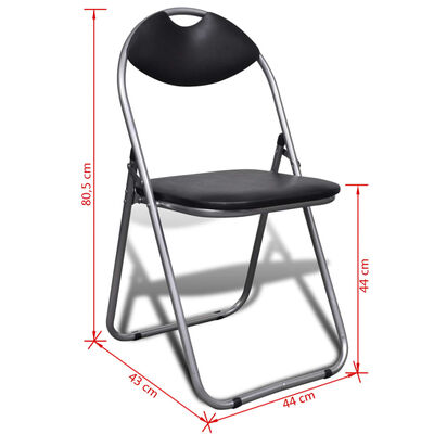 vidaXL Cadeiras de jantar dobráveis 6 pcs couro artificial e aço preto