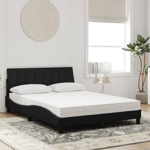 vidaXL Cama com colch&atilde;o Hanko 140x190 cm veludo preto