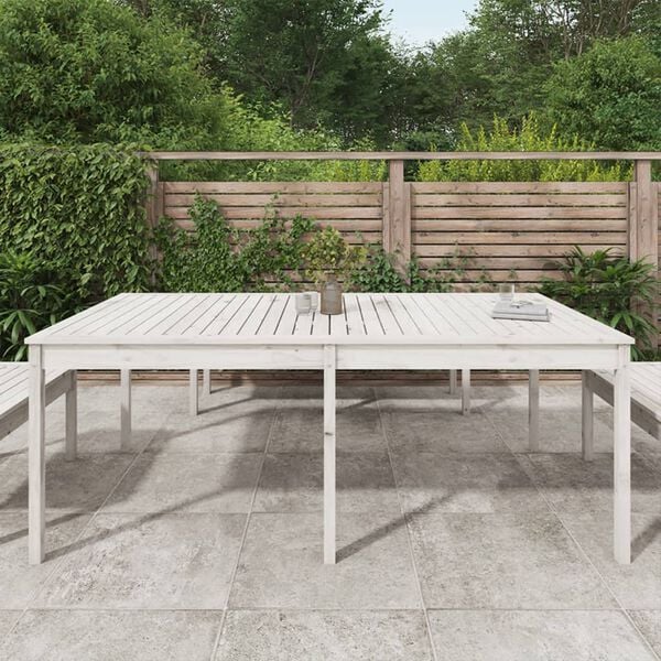 vidaXL Mesa de jardim 203,5x100x76 cm madeira de pinho maciça branco