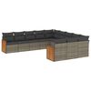 vidaXL 11 pcs conjunto sof&aacute;s de jardim c/ almofad&otilde;es vime PE cinzento