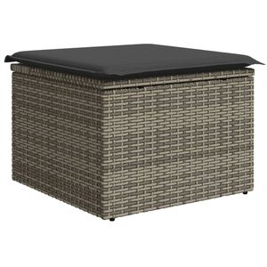 vidaXL Banco de jardim com almofad&atilde;o 55x55x37 cm vime PE cinzento