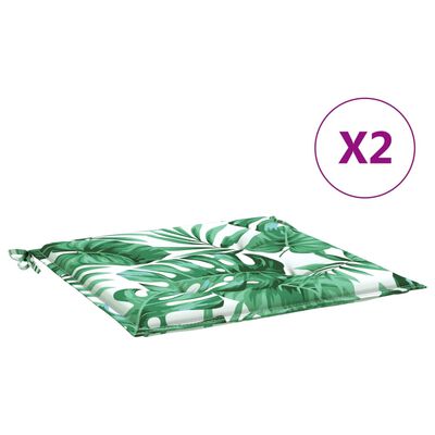 vidaXL Almofadões p/ cadeira 2pcs 50x50x3cm tecido padrão folhas