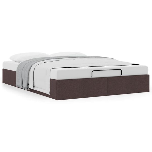 vidaXL Estrutura de cama otomana sem colch&atilde;o 140x200cm castanho-escuro
