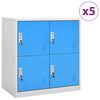 vidaXL Cacifos 5 pcs 90x45x92,5 cm a&ccedil;o cinzento-claro e azul