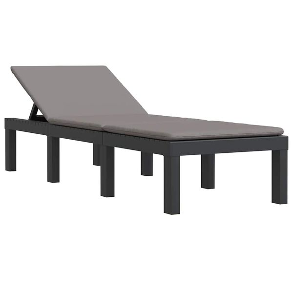 vidaXL Espregui&ccedil;adeira com almofad&otilde;es PP antracite