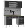 vidaXL Arm&aacute;rio de Trabalho 8 unid. Preto Madeira de Engenharia e A&ccedil;o