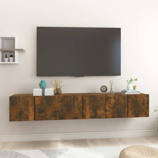 vidaXL M&oacute;veis de TV para parede 3 pcs 60x30x30 cm cor carvalho fumado