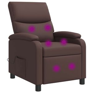 vidaXL Recliner de Massagem Castanho Couro Sint&eacute;tico