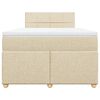 vidaXL Cama com molas/colch&atilde;o 120x200 cm tecido cor creme