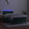 vidaXL Cama box spring c/ colch&atilde;o/LED 90x200 cm veludo verde-escuro