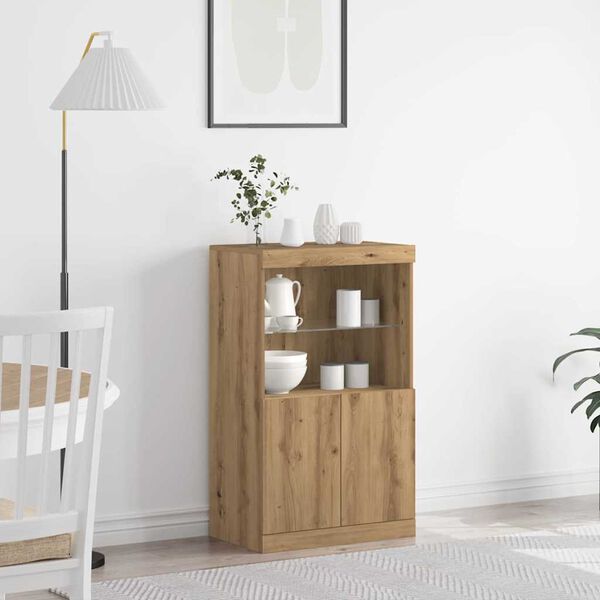 vidaXL Aparador LED Castanho 60 x 37 x 100 cm Madeira processada