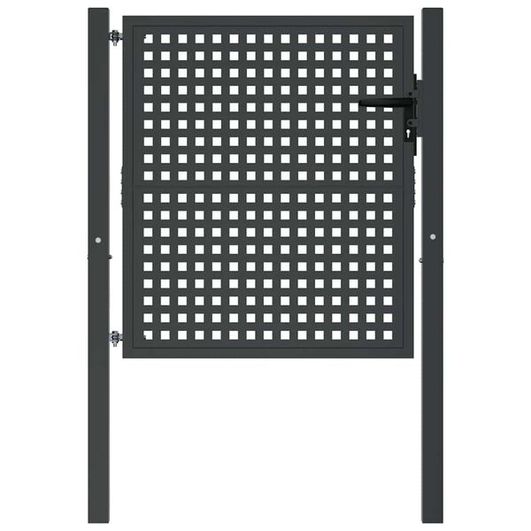 vidaXL Port&atilde;o de jardim em a&ccedil;o antracite 100x100 cm