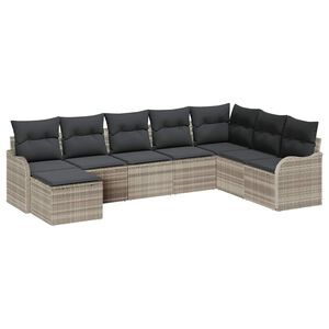 vidaXL Conjunto de Sof&aacute; de Jardim com almofada 8 pcs Cinzento-claro