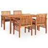 vidaXL 5 pcs conjunto de jantar exterior c/ almofad&otilde;es ac&aacute;cia maci&ccedil;a