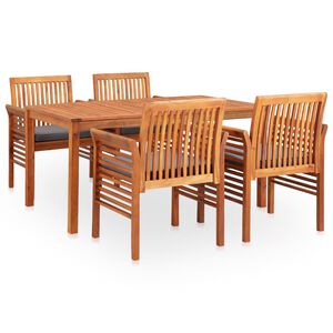 vidaXL 5 pcs conjunto de jantar exterior c/ almofad&otilde;es ac&aacute;cia maci&ccedil;a